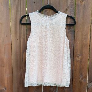 {H&M} Pleated Blush Lace Top
